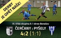 Vítězstvím v derby jsme Pyšely sesadili z prvního místa