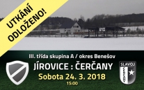 První jarní zápas A týmu v Jírovicích odložen na 8. května!
